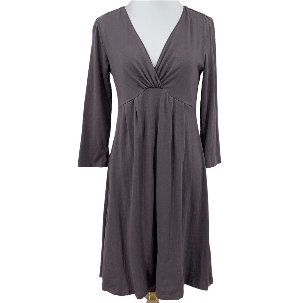 Garnet Hill Midi Dress Stretchy Knit Cotton Blend Casual Lagenlook Minimalist L